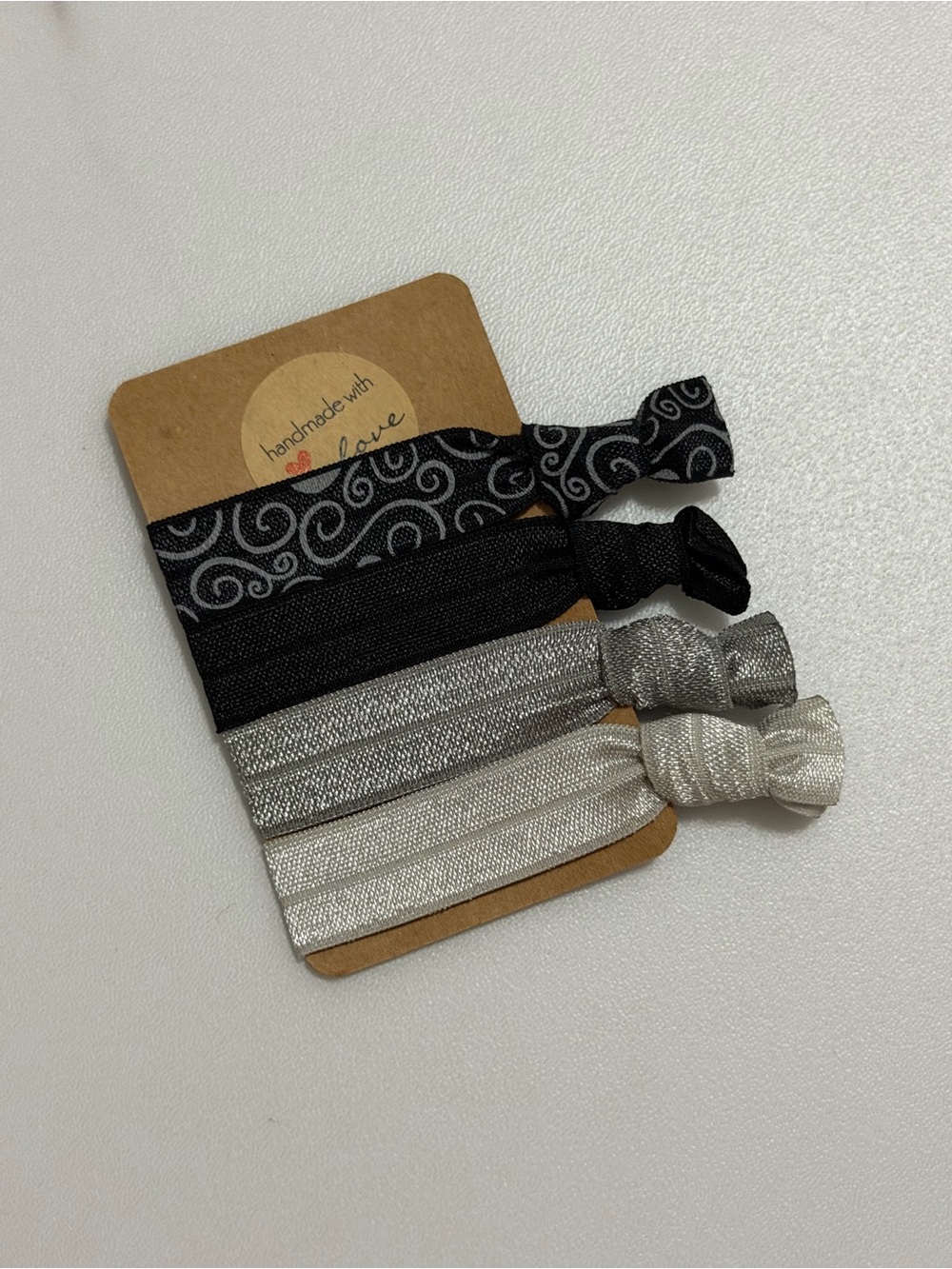 JSCatalog Black and Silver Elastic Hair Tie Set